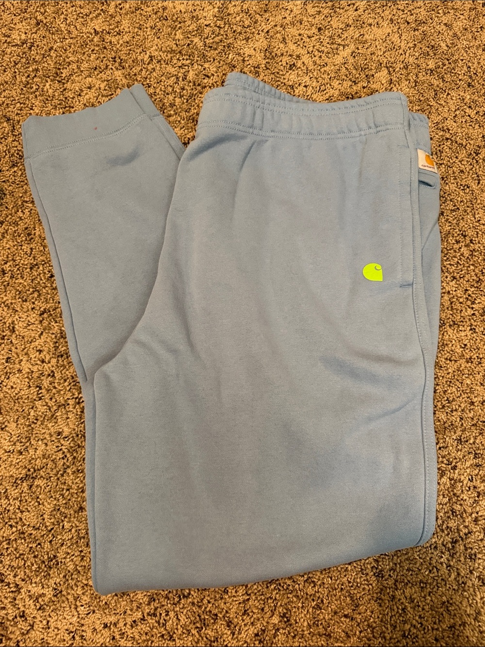 Carhartt Men’s Light Blue Joggers with Neon Accent